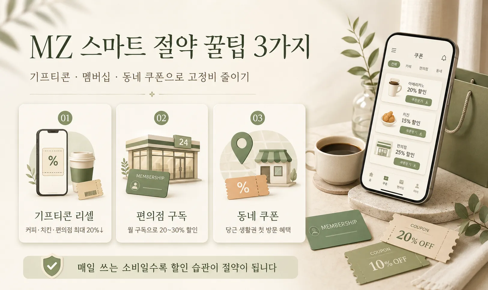 [재테크/할인정보] "월 고정비 10만 원 줄였다" MZ세대 스마트 슈머들이 매일 쓰는 앱테크 & 기프티콘 할인 상시 활용법
